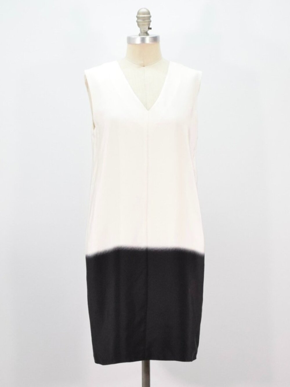 Tibi White & Black Ombré Silk Minimalist Shift Dress